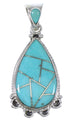 Turquoise Inlay Sterling Silver Southwest Pendant QX77425